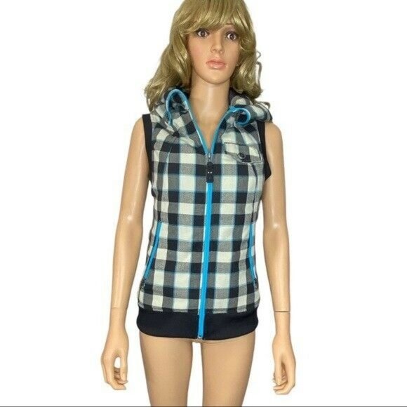 Burton Ho Chi Minh Plaid Vest Dry Ride Hooded Small EUC Ski Snowboard - Picture 3 of 12